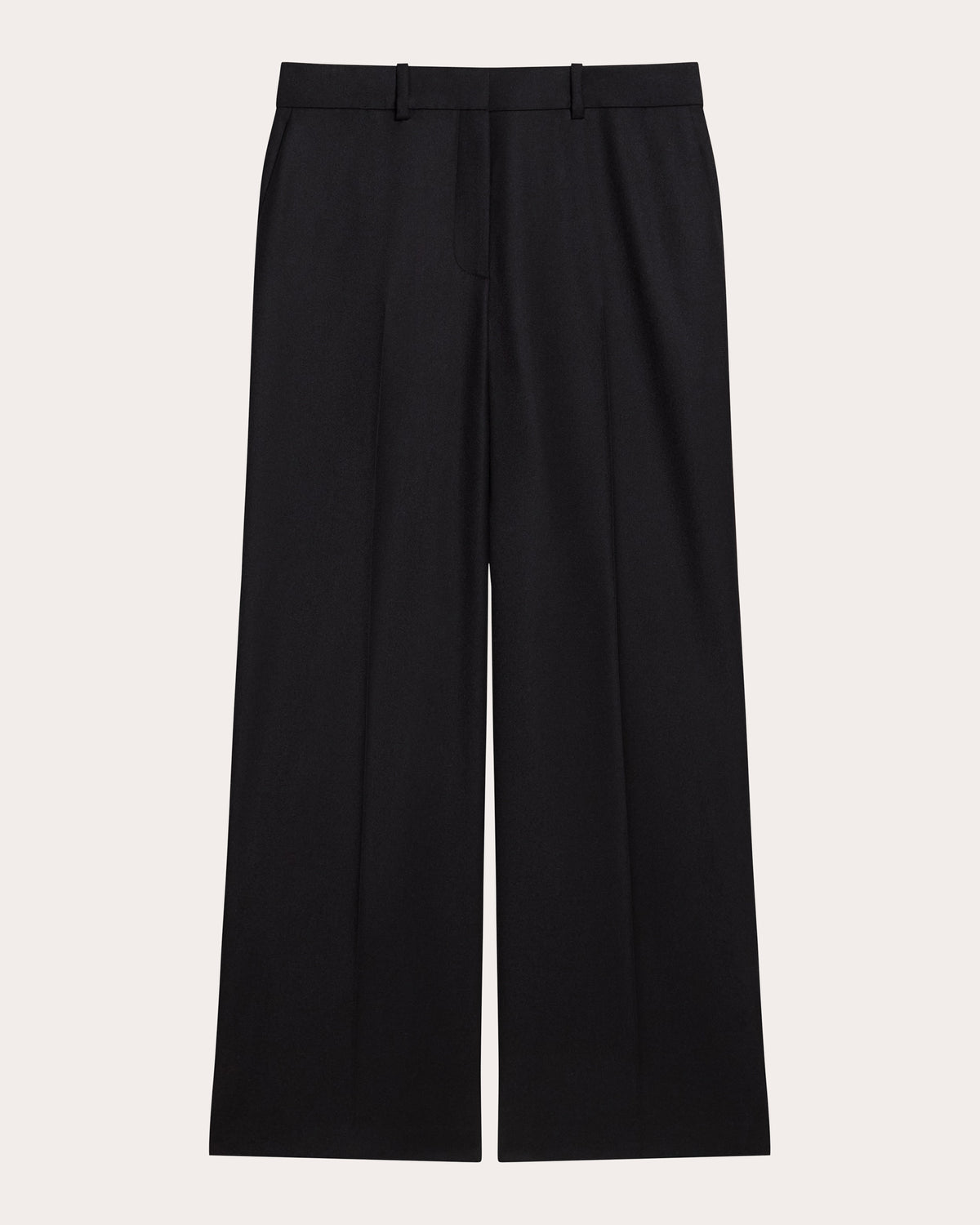 Sleek Flannel Wool Straight-Leg Pants