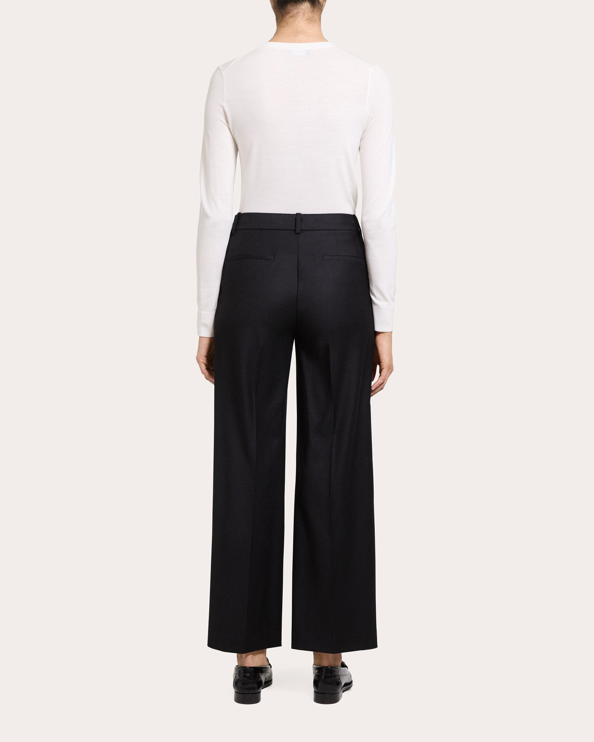 Sleek Flannel Wool Straight-Leg Pants