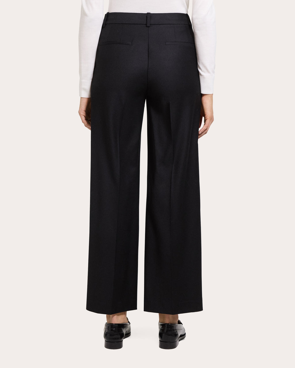 Sleek Flannel Wool Straight-Leg Pants