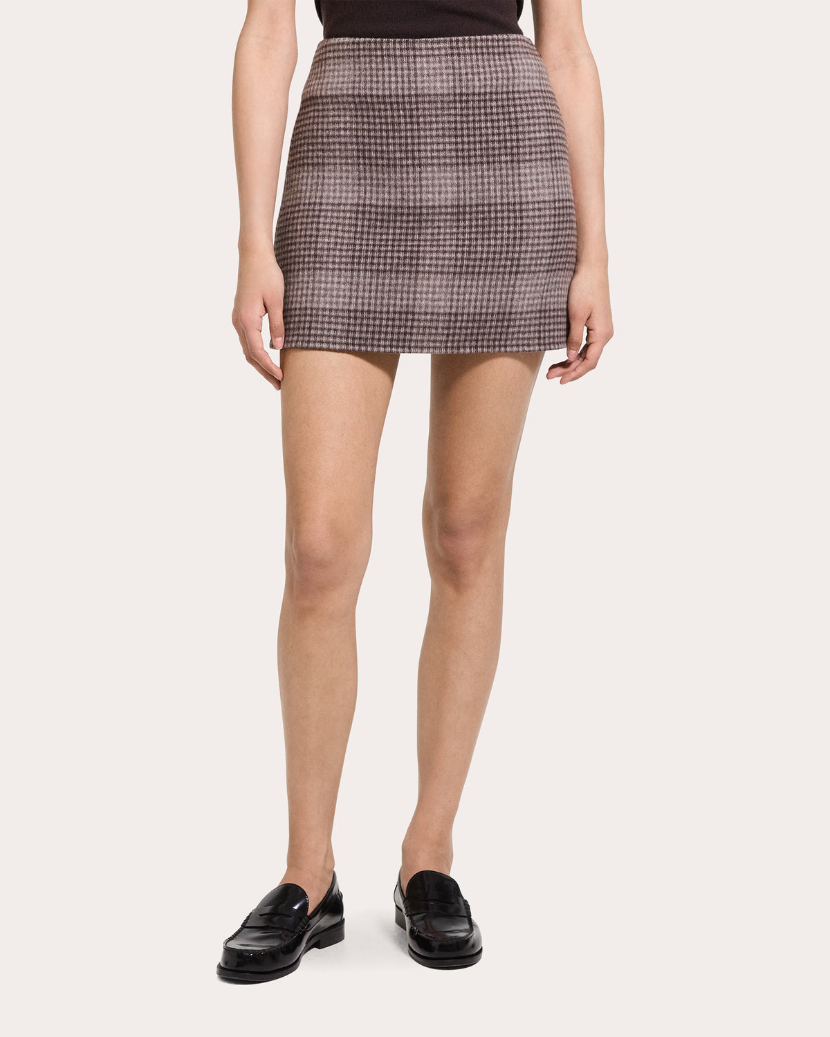 Plaid Wool Cashmere Mini Skirt