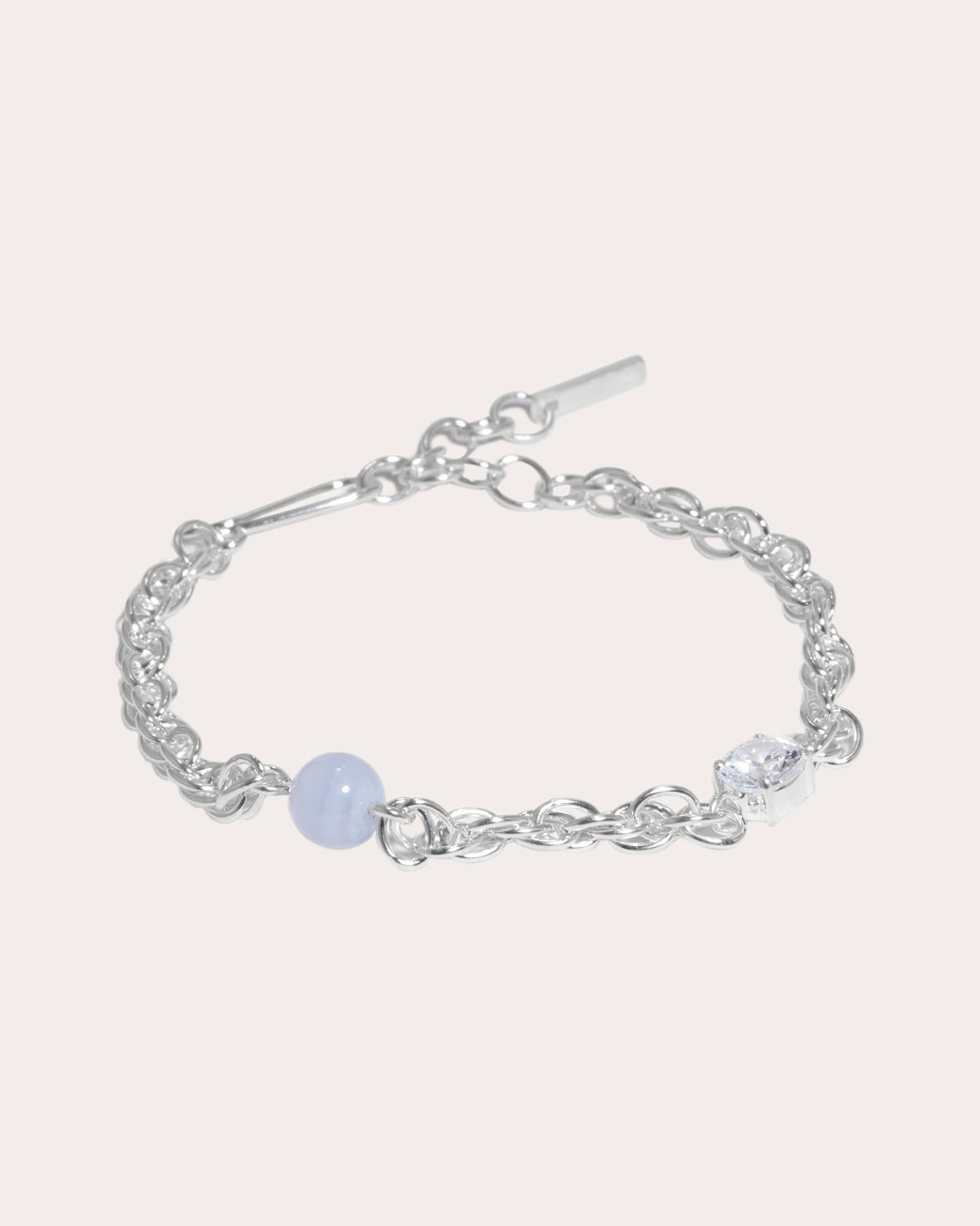 Cubic Zirconia & Lace Agate Bind Bracelet