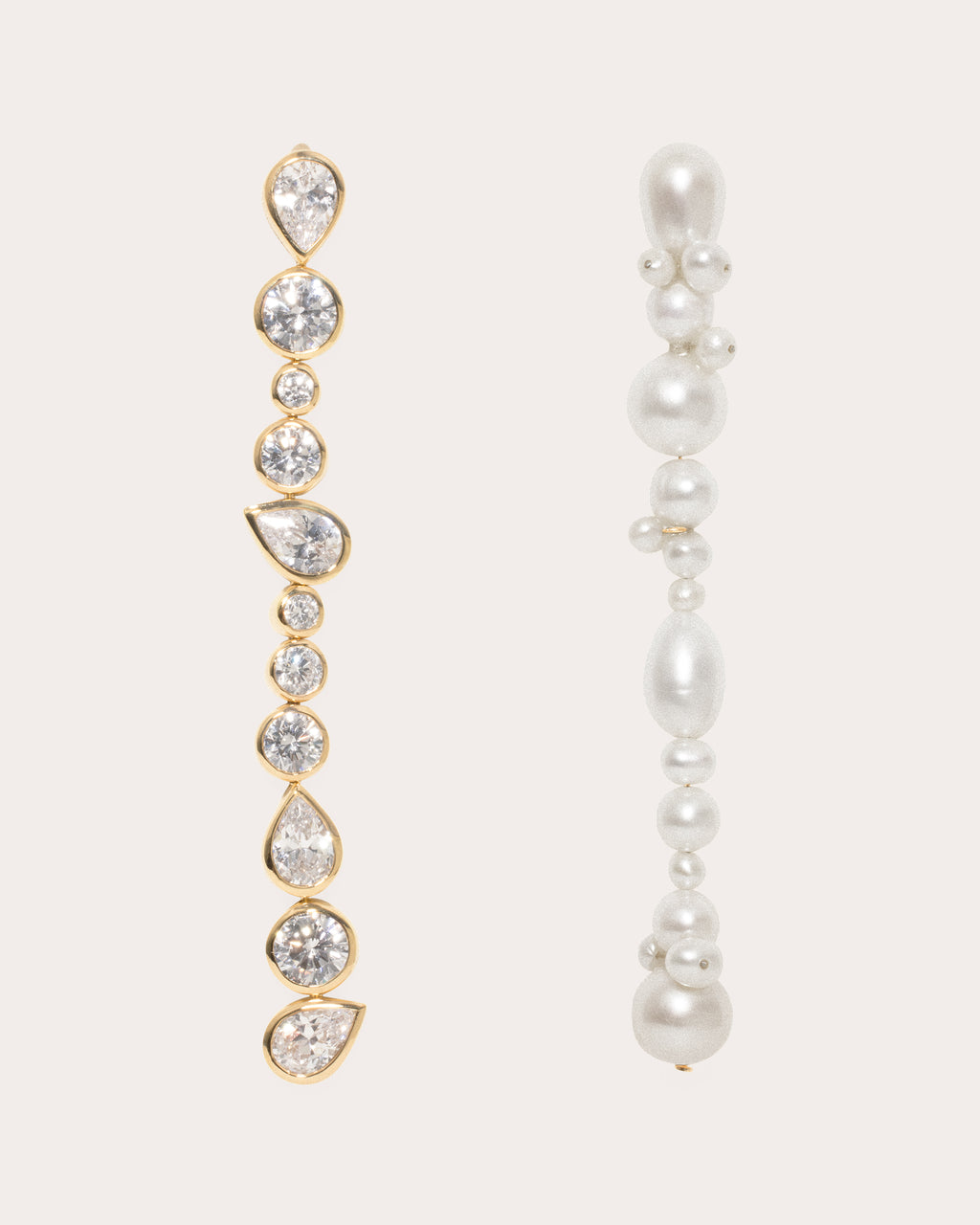 Cubic Zirconia & Pearl Glitch Drop Earrings