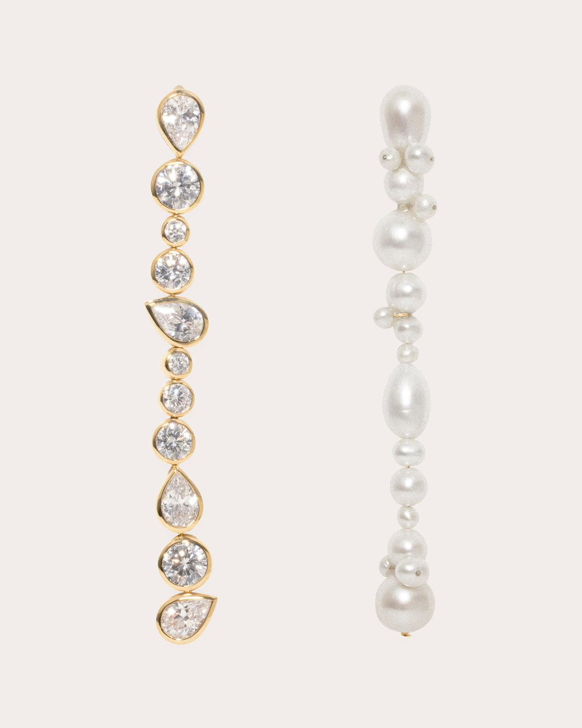 Cubic Zirconia & Pearl Glitch Drop Earrings