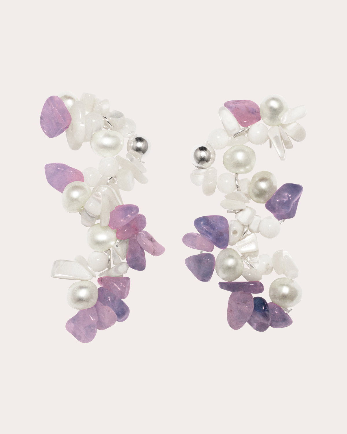 Amethyst & Pearl Hum Drop Earrings