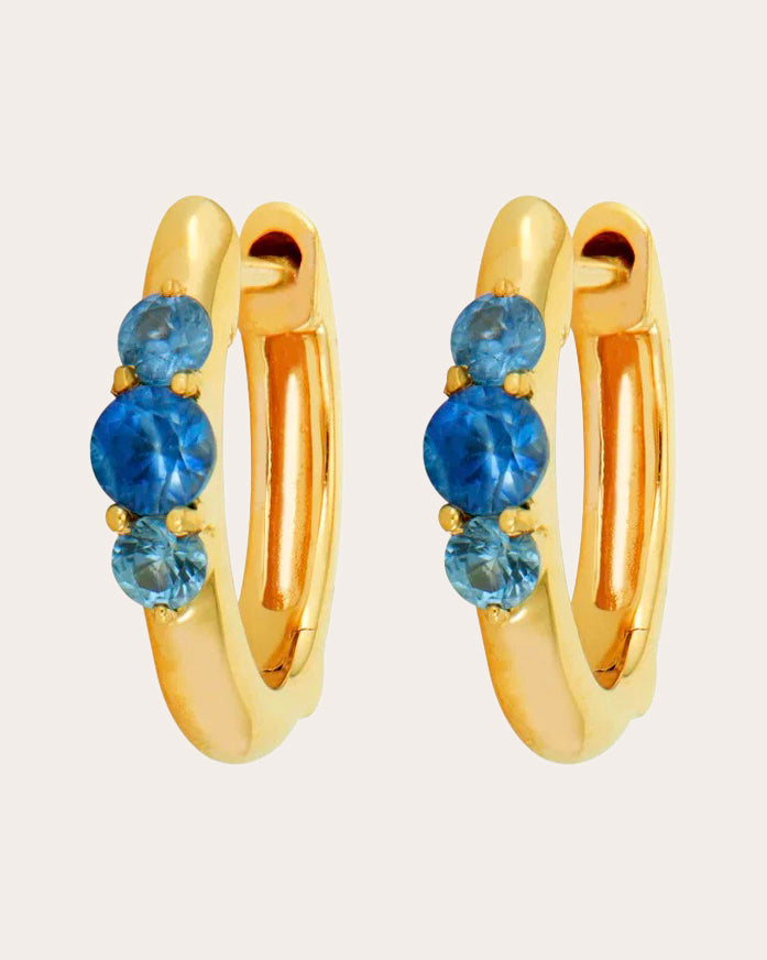 Blue Sapphire Small Prong Hoop Earrings