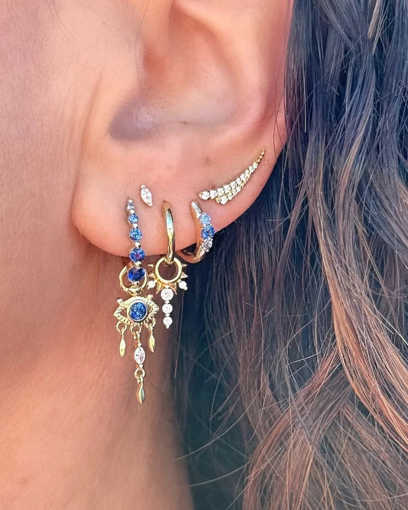 Blue Sapphire Ombré Graduated Huggie Earrings