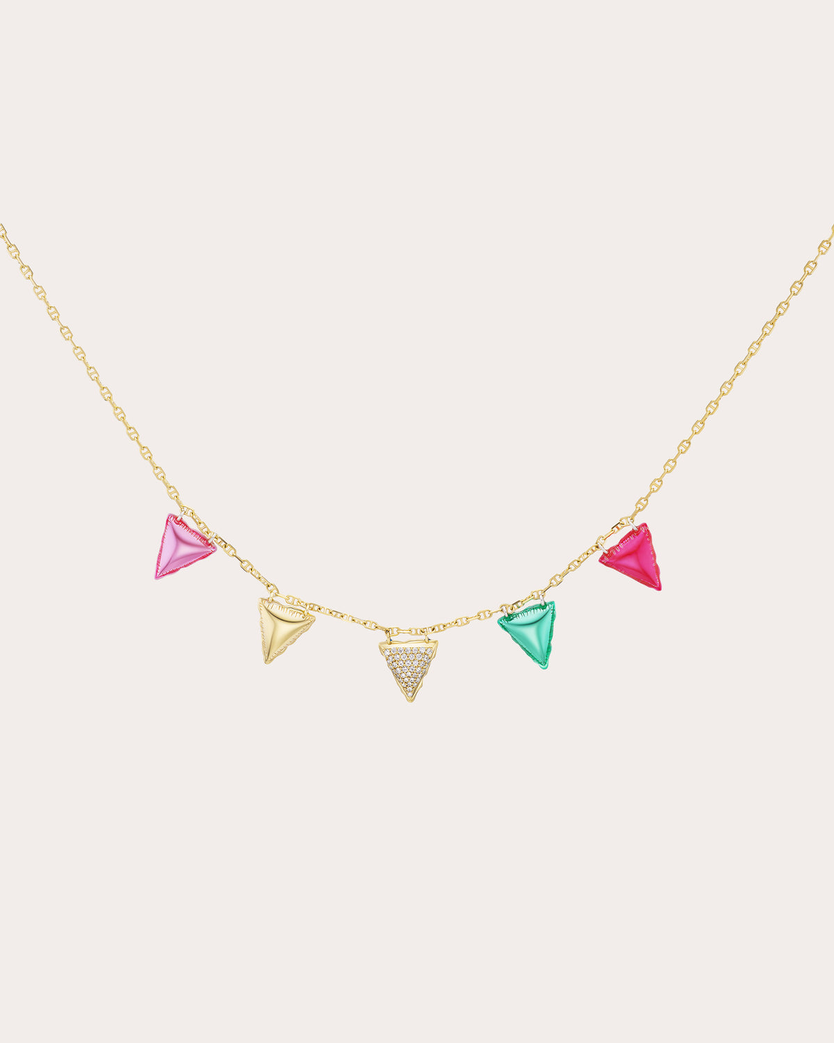 Diamond & 14k Gold Pennant Flag Necklace