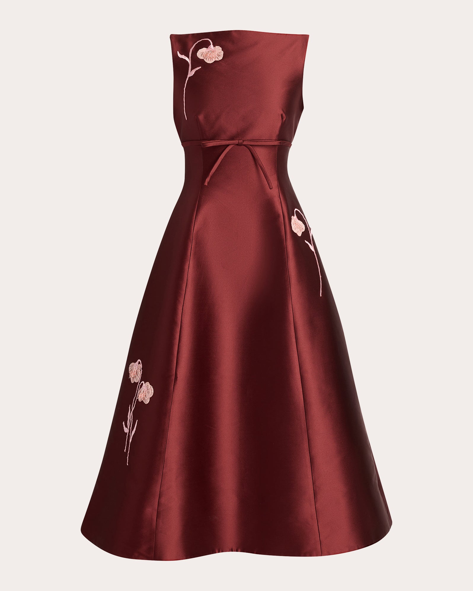 Embroidered Mikado Flared Midi Dress UK 12 / US 8 / Red