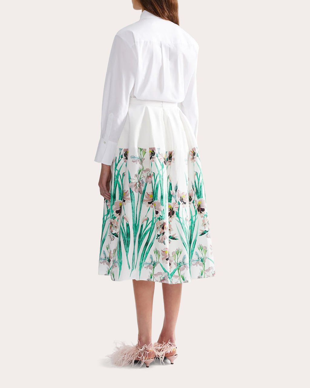 Floral Poplin Full Midi Skirt