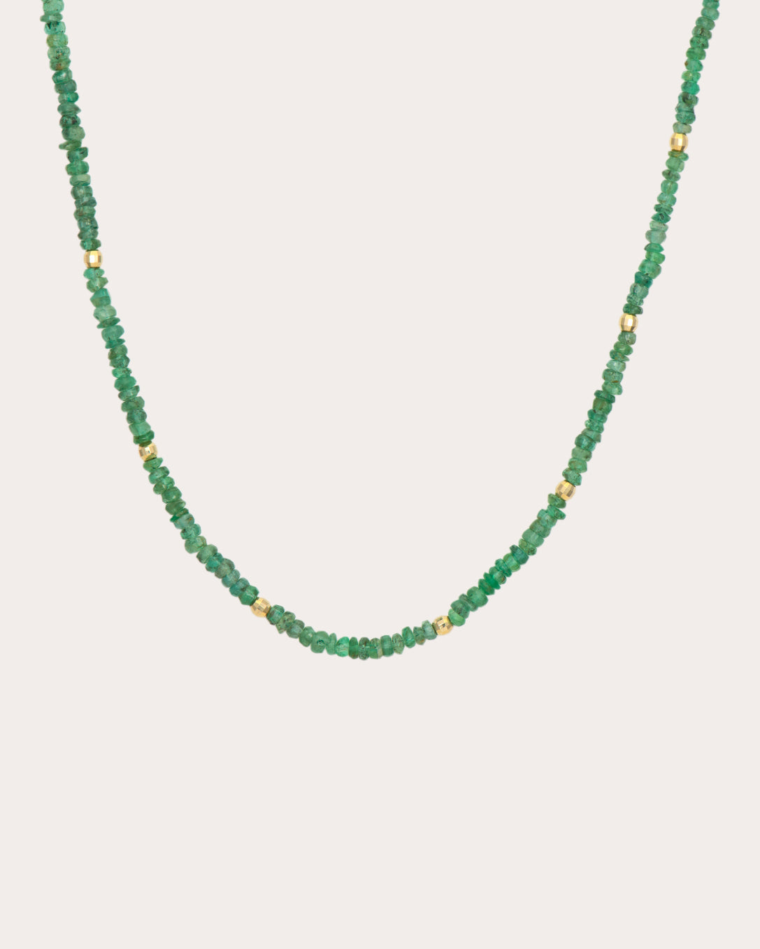 Emerald & 14k Gold Beaded Necklace