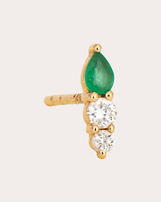 Emerald & Diamond Sparkling Sea Stud Earring