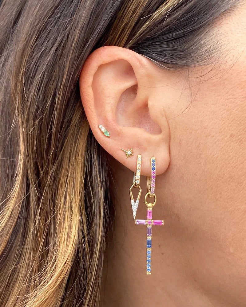 Emerald & Diamond Sparkling Sea Stud Earring