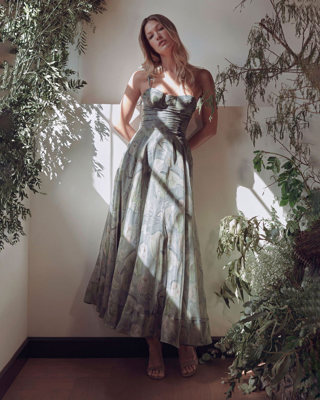 Acceptance Floral Silk Organza Bustier Gown