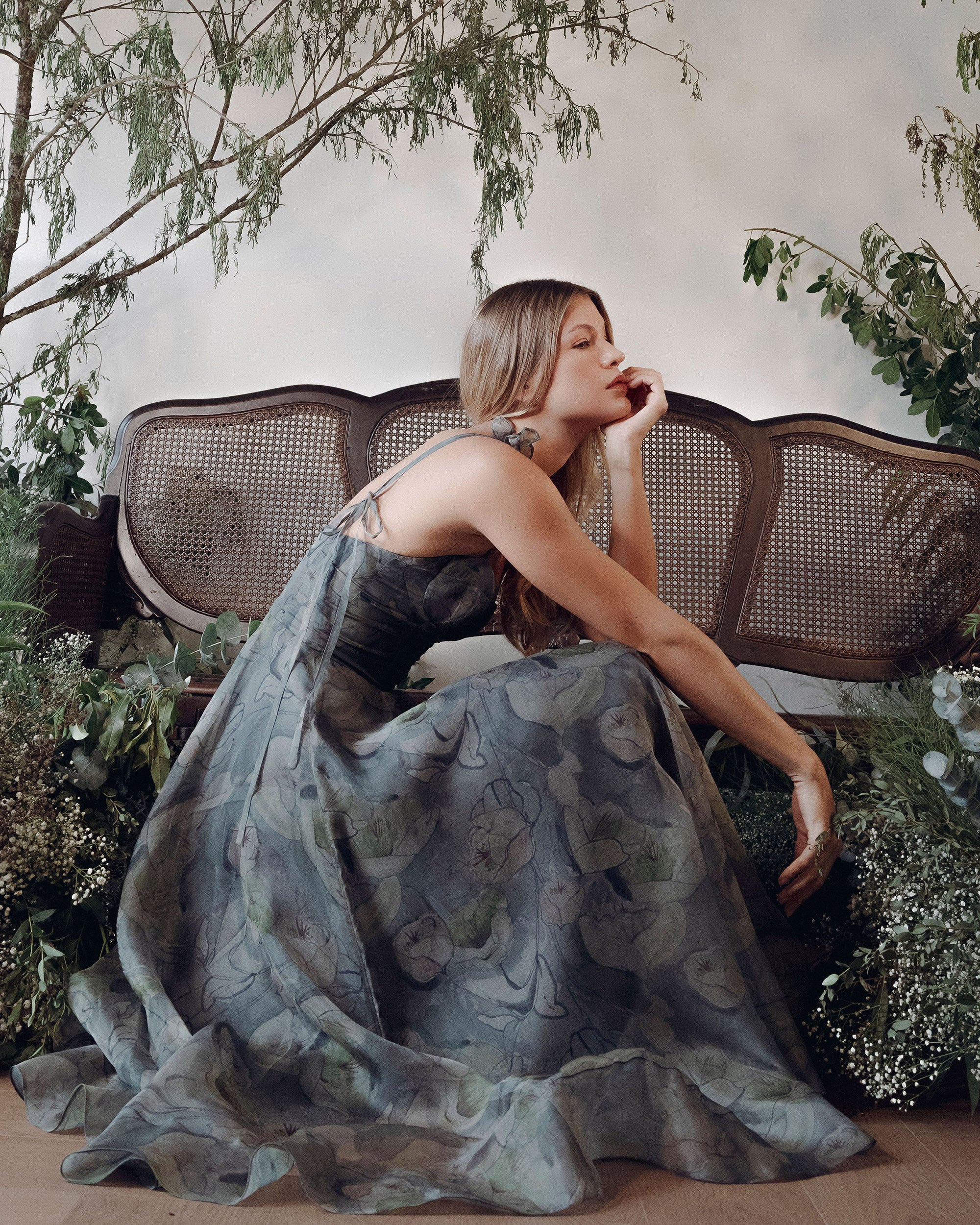 Acceptance Floral Silk Organza Bustier Gown