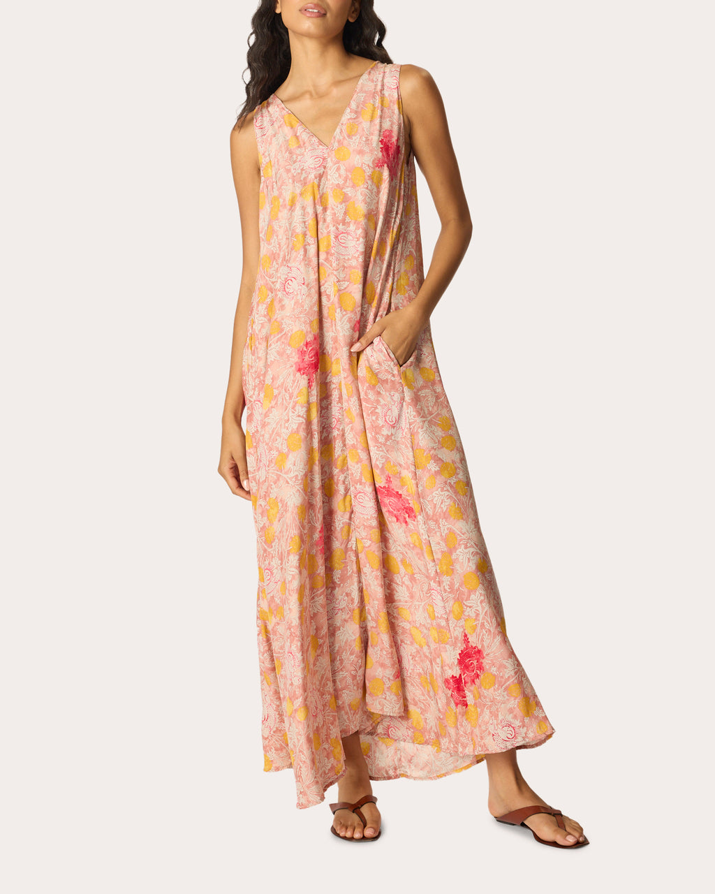 Tova Floral Silk Sleeveless Maxi Dress