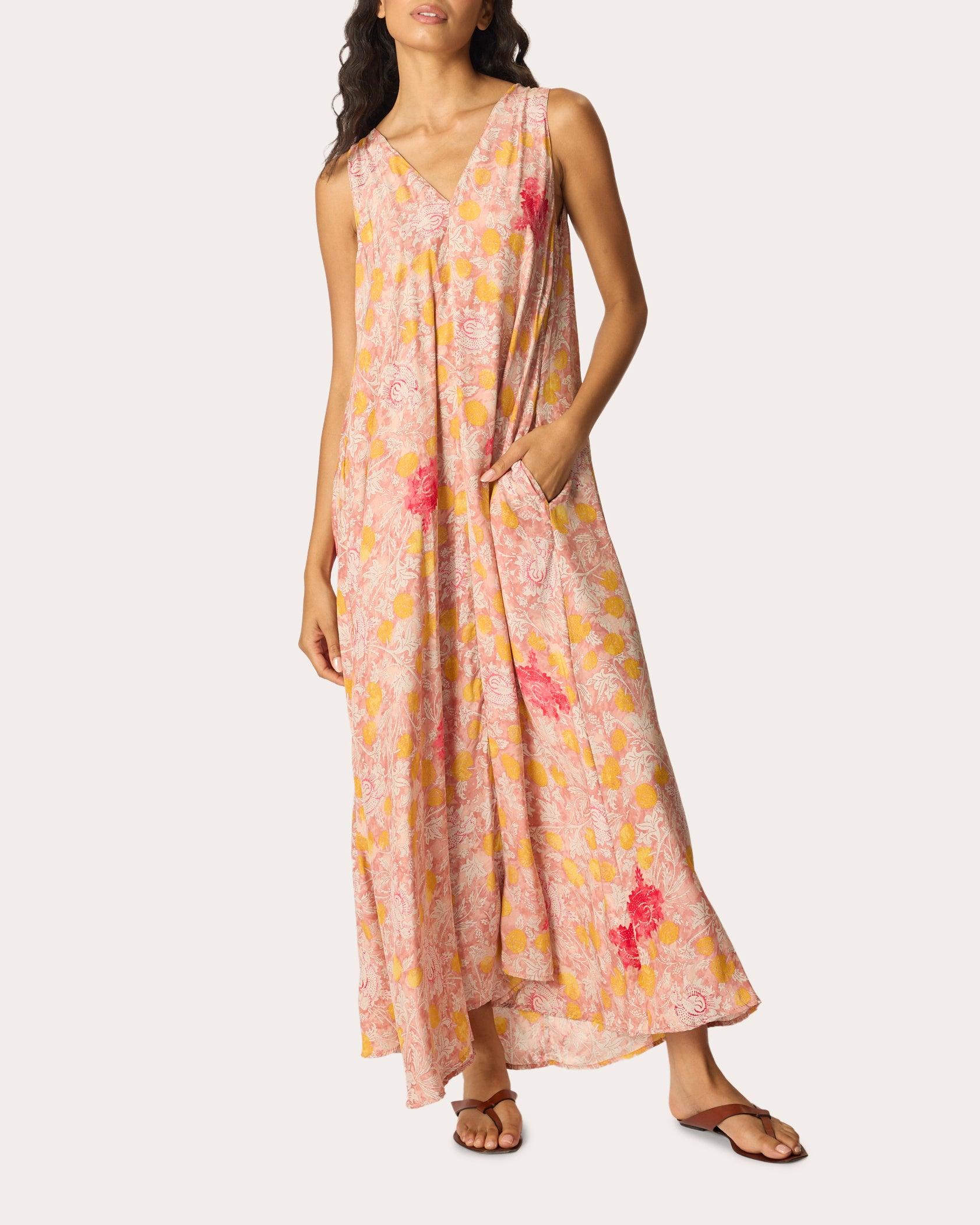 Tova Floral Silk Sleeveless Maxi Dress