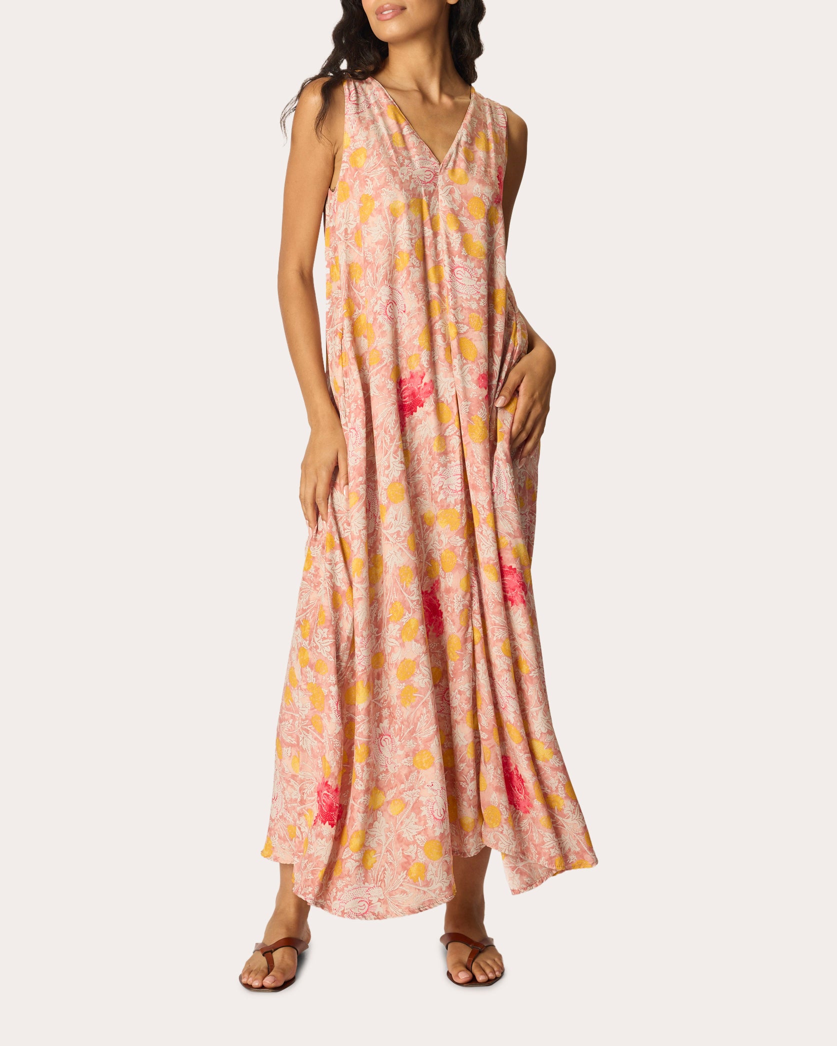 Tova Floral Silk Sleeveless Maxi Dress