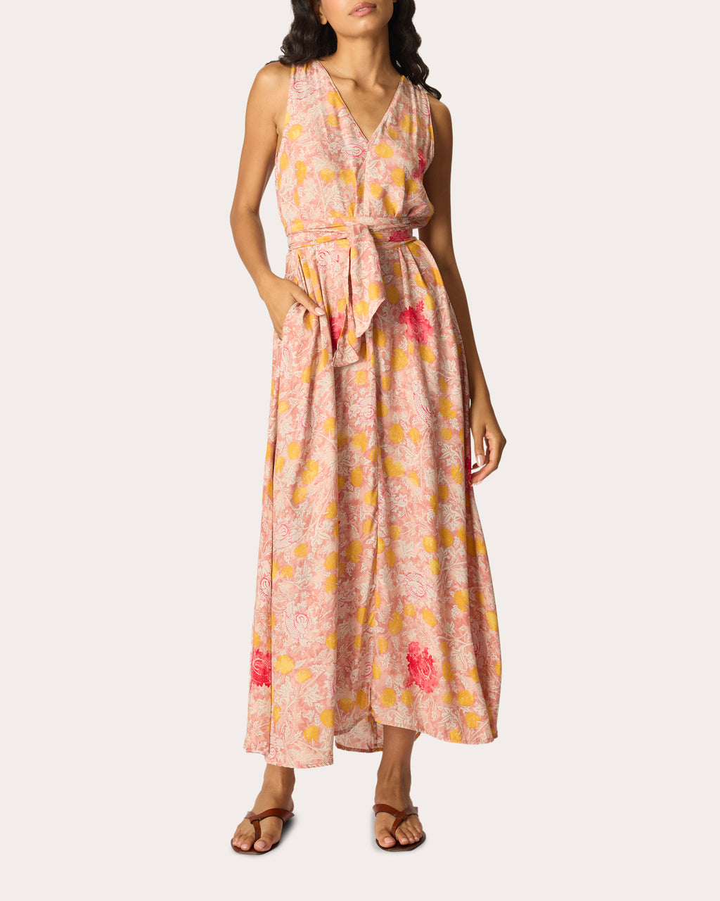 Tova Floral Silk Sleeveless Maxi Dress