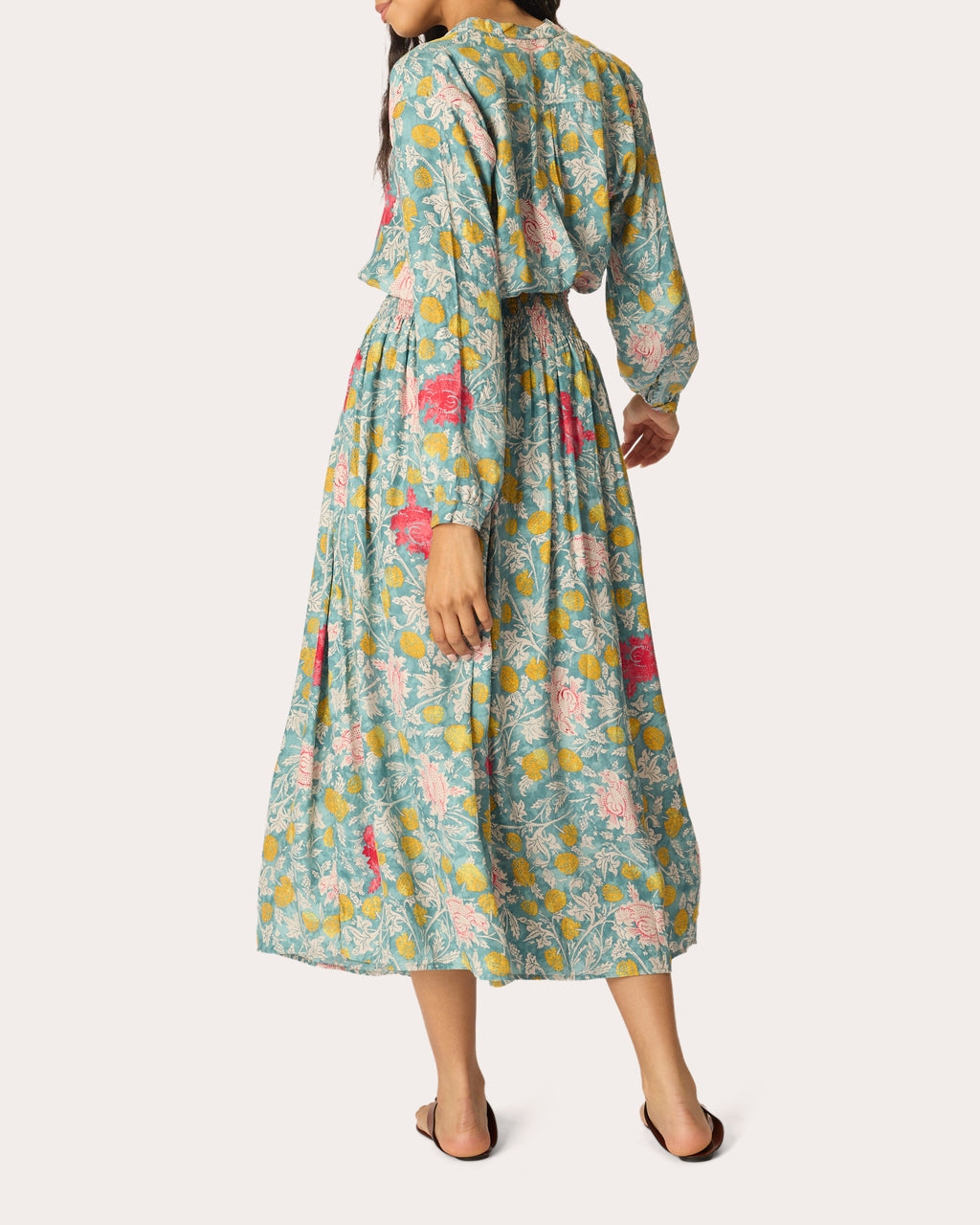 Bella Floral Silk Smocked Midi Skirt