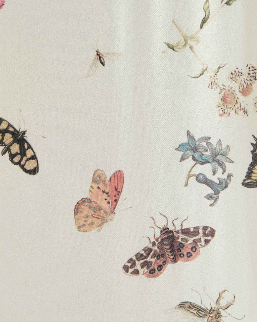 Floral Crepe Draped Flutter-Sleeve Midi Dress