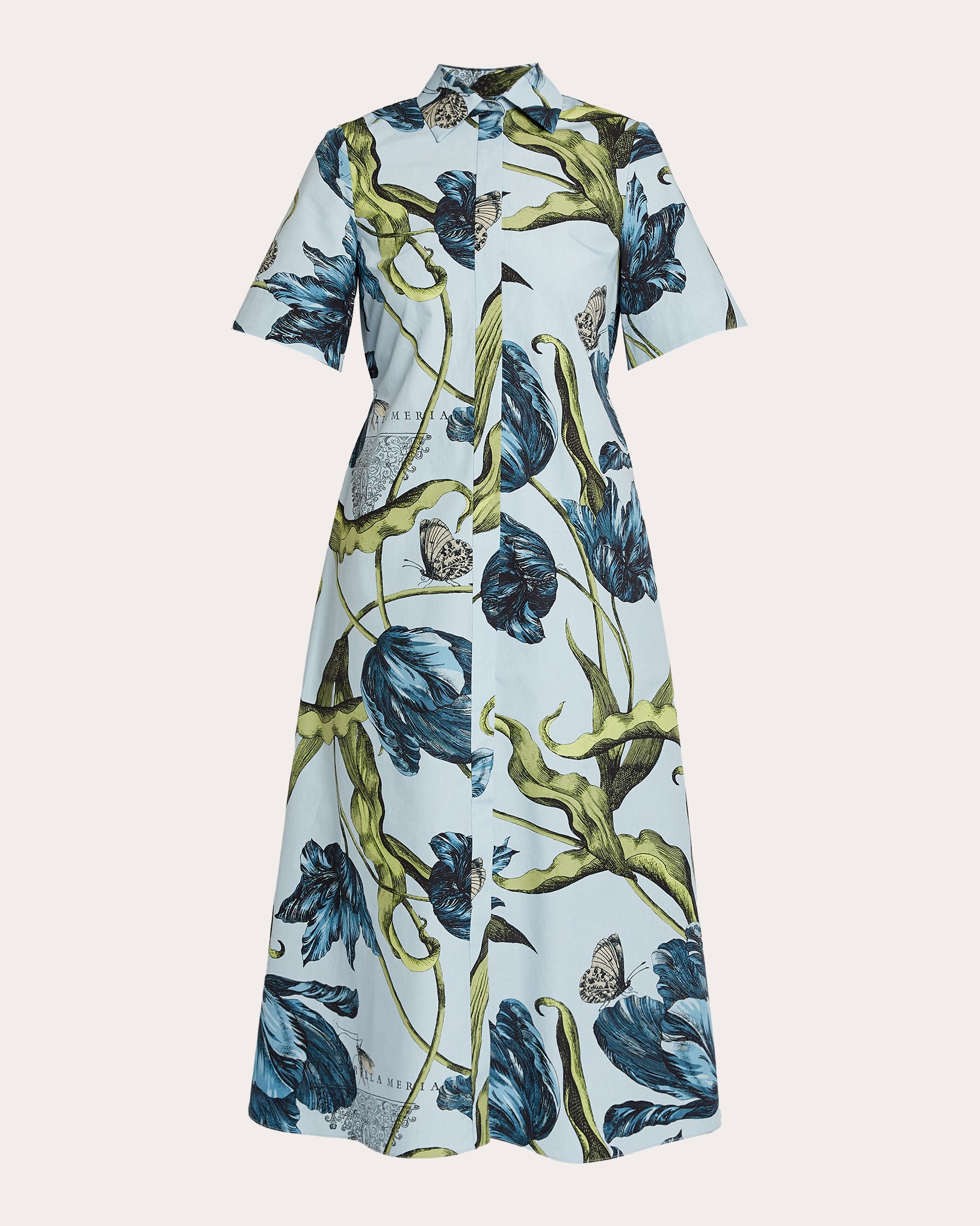 Floral Cotton Short-Sleeve Shirt Dress