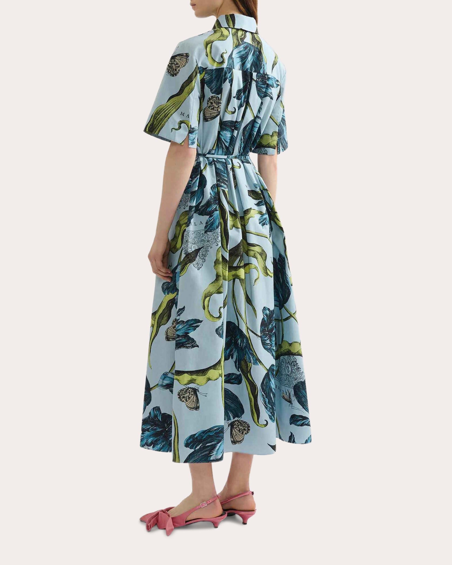 Floral Cotton Short-Sleeve Shirt Dress