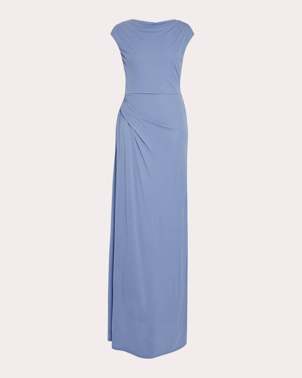 Draped Crepe Short-Sleeve Gown
