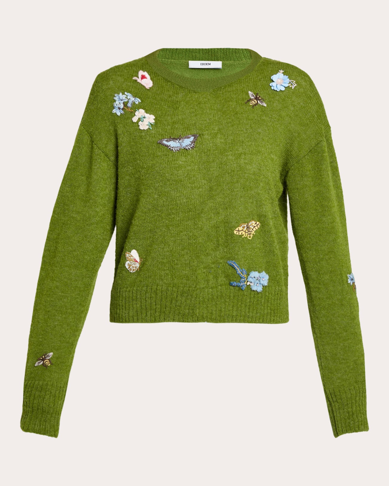 Embroidered Wool Crewneck Sweater