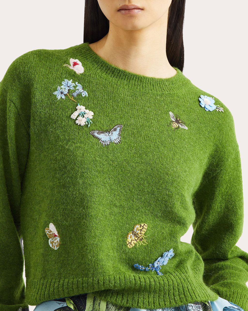 Embroidered Wool Crewneck Sweater