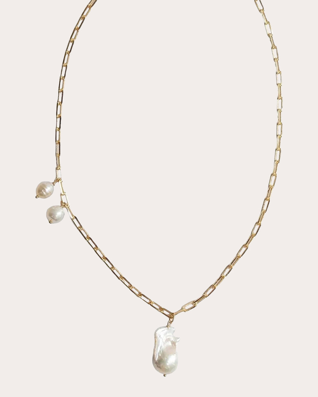 Baroque & South Sea Pearl Paperclip Necklace