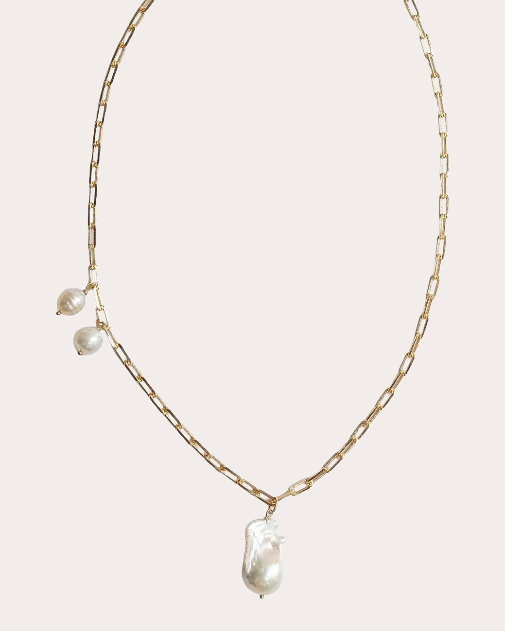 Baroque & South Sea Pearl Paperclip Necklace