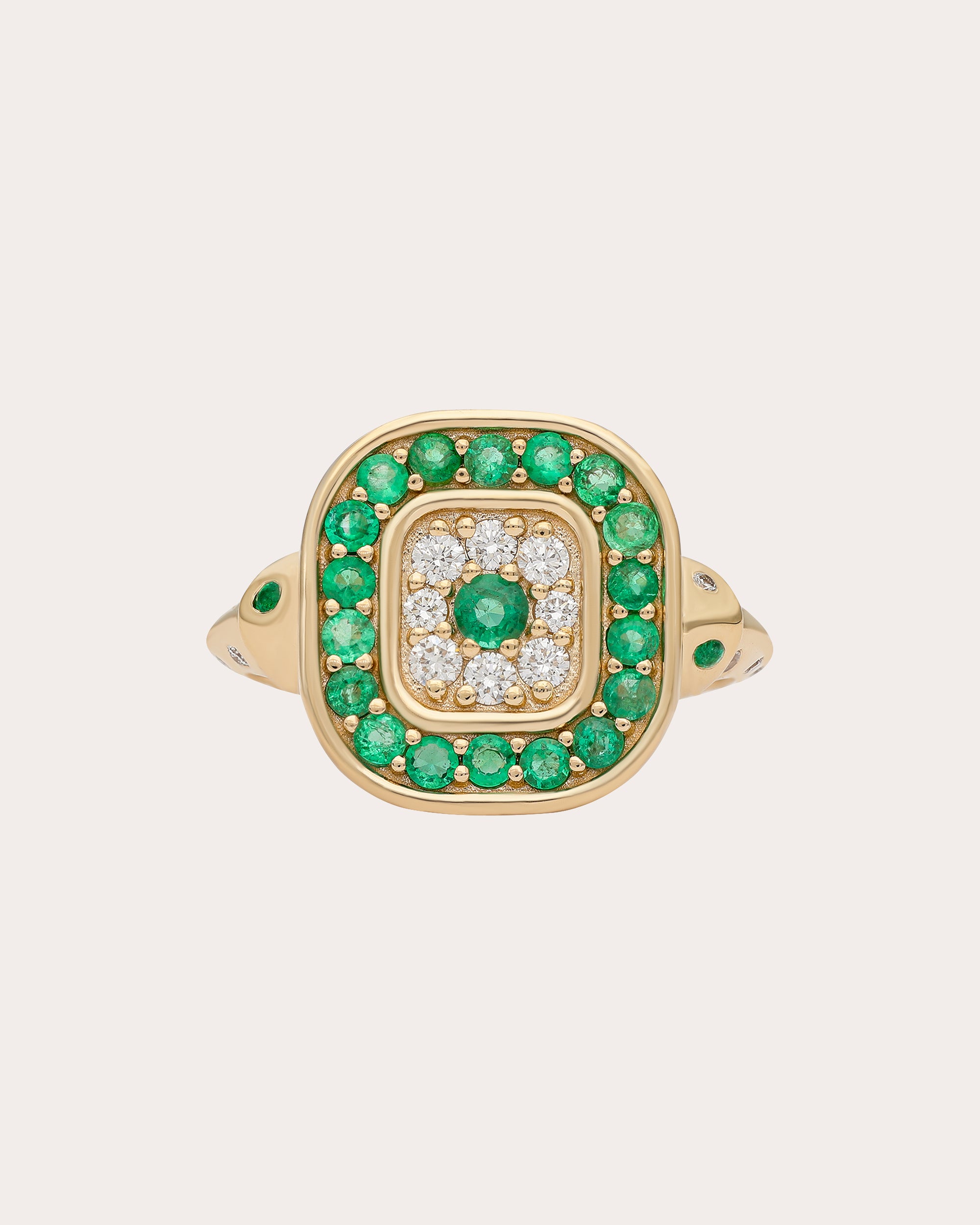Emerald & Diamond 14k Gold Pillow Talk Ring | Olivela