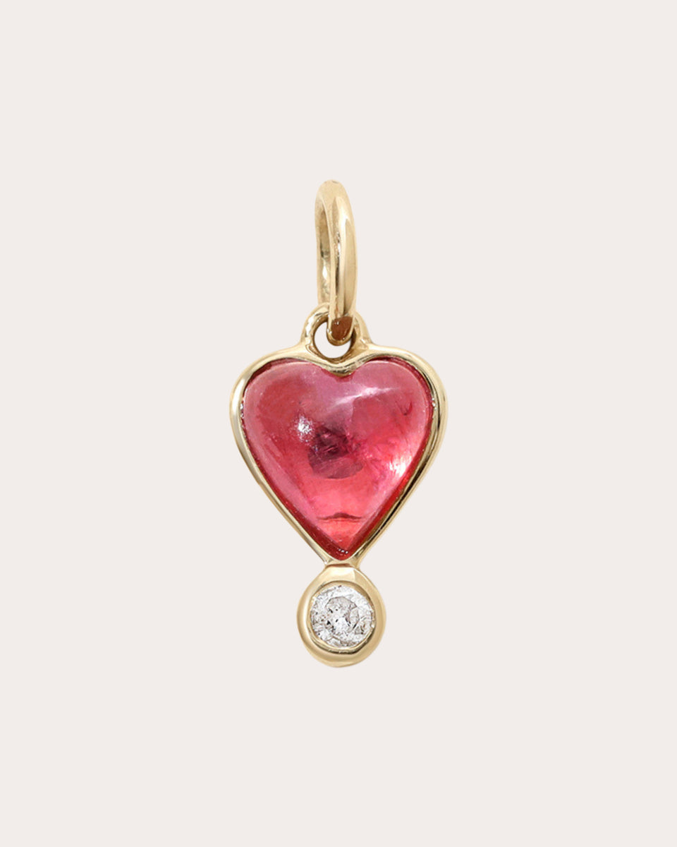 Pink Tourmaline & Diamond Byrdie Heart Charm