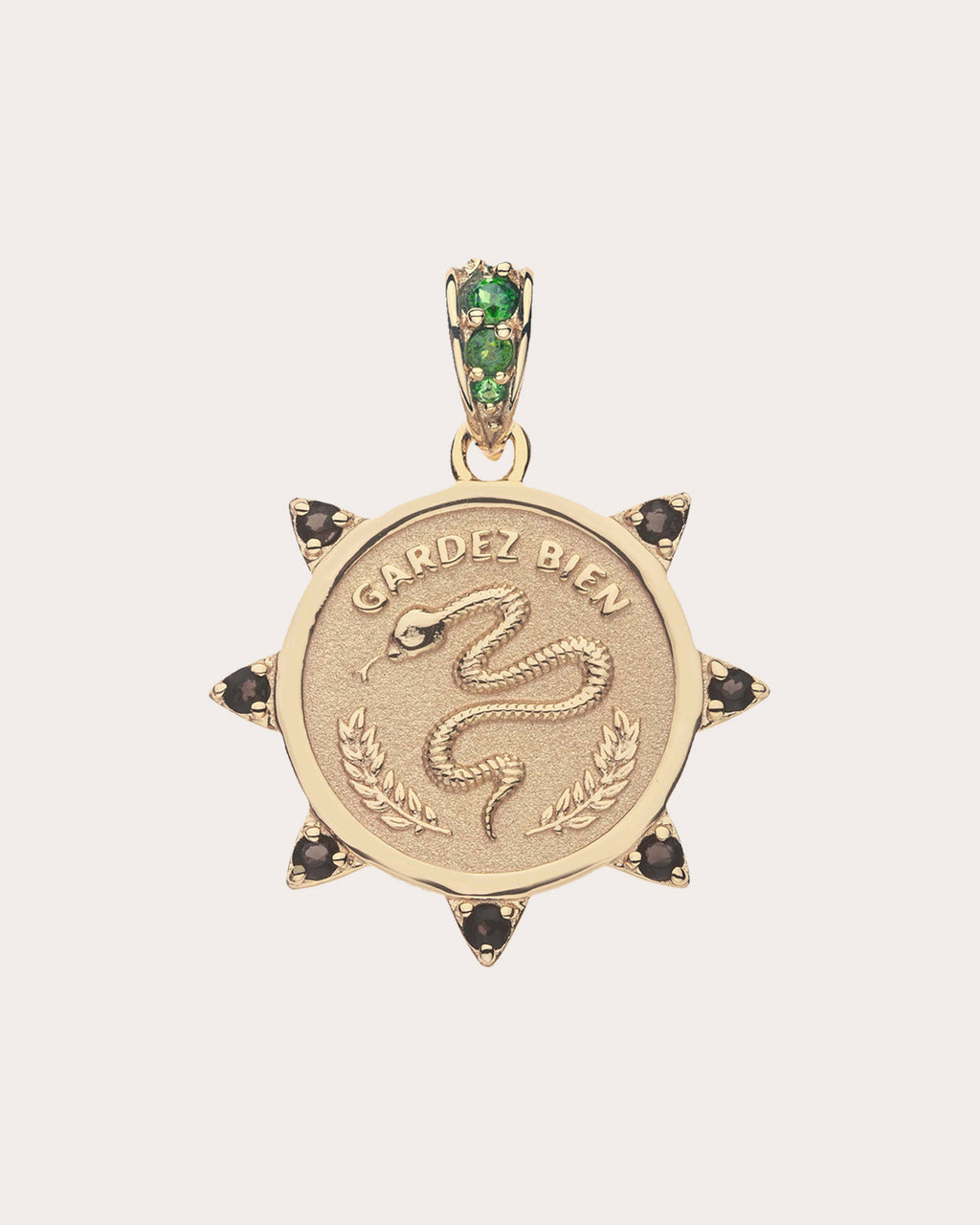 Emerald & Smoky Topaz PROTECT Petite Coin Necklace
