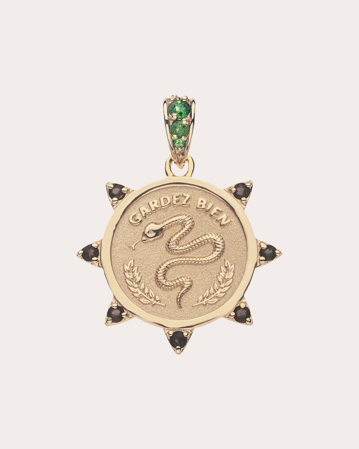 Emerald & Smoky Topaz PROTECT Petite Coin Necklace