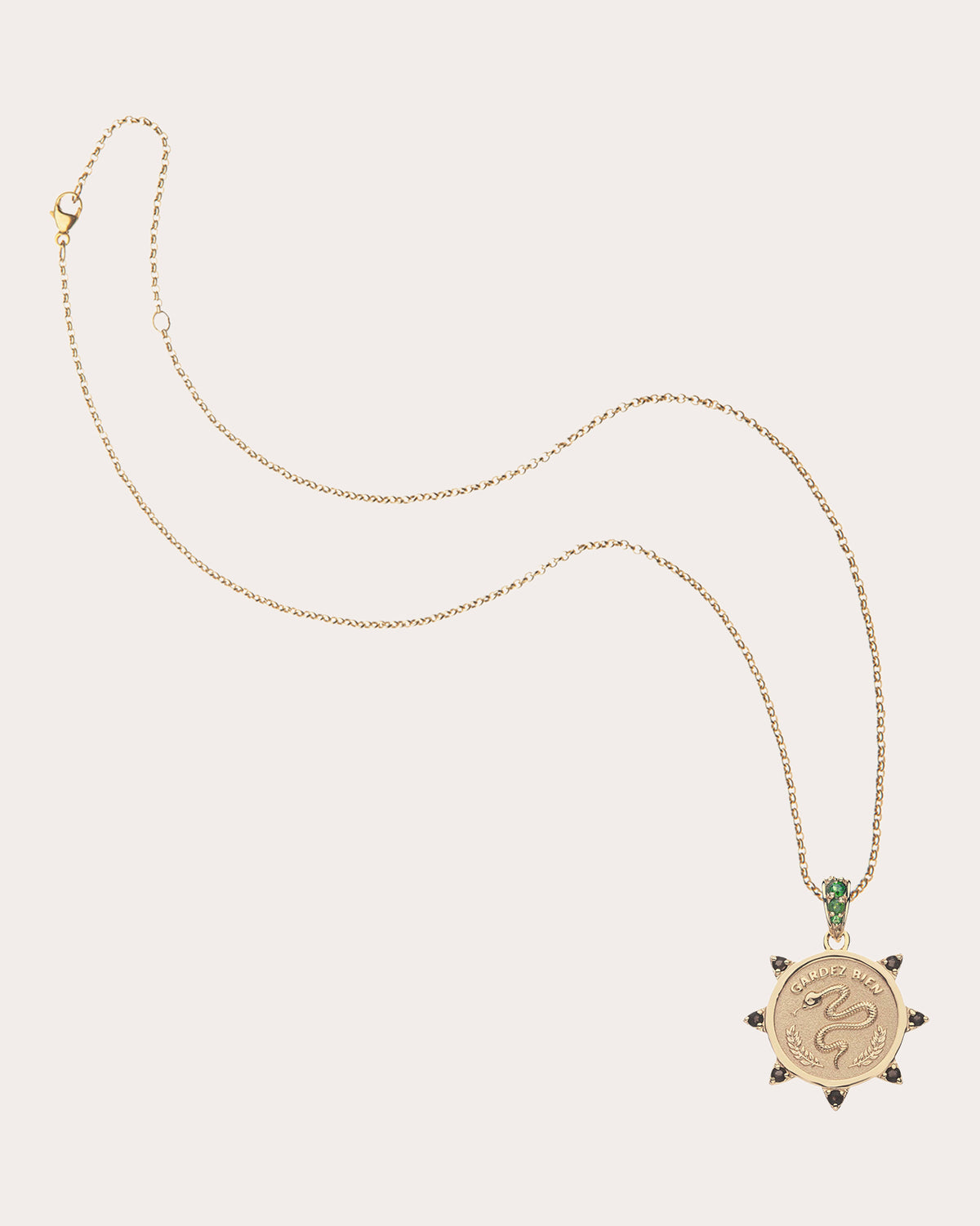 Emerald & Smoky Topaz PROTECT Petite Coin Necklace