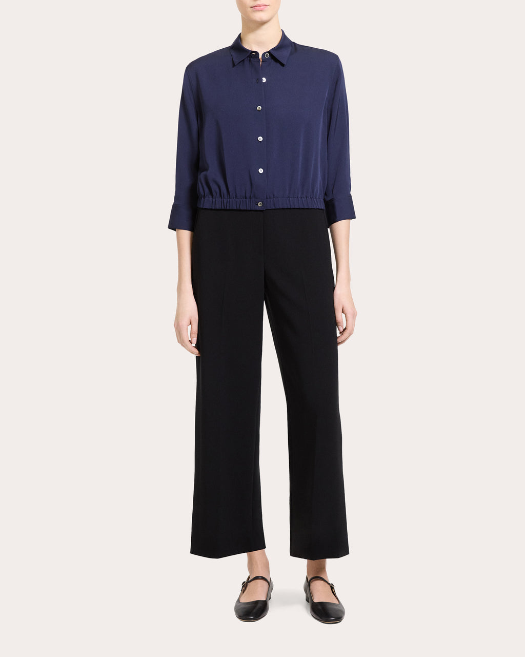 Silk Georgette Cinched Crop Shirt