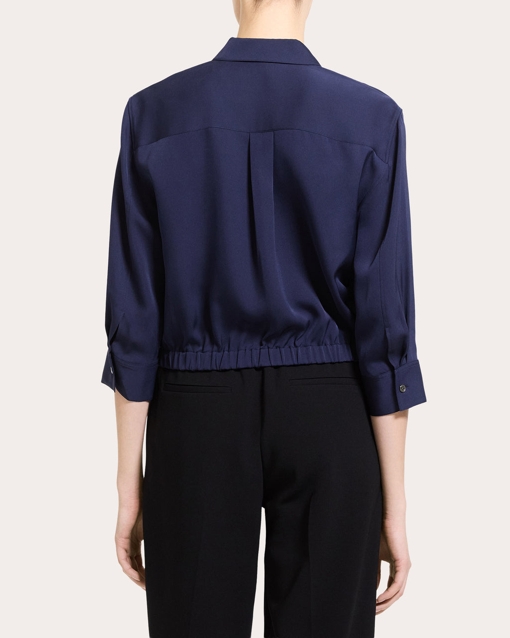 Silk Georgette Cinched Crop Shirt