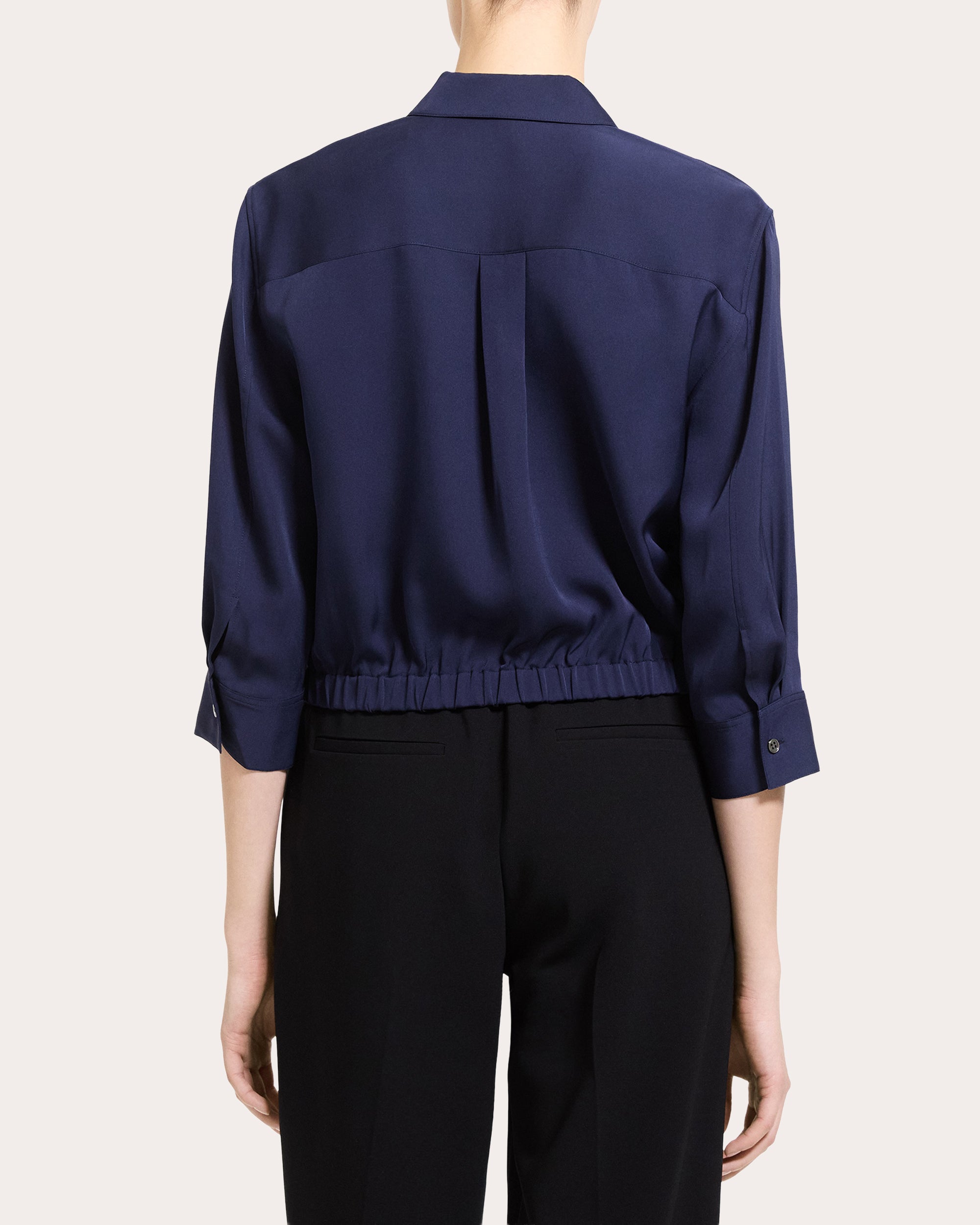 Silk Georgette Cinched Crop Shirt