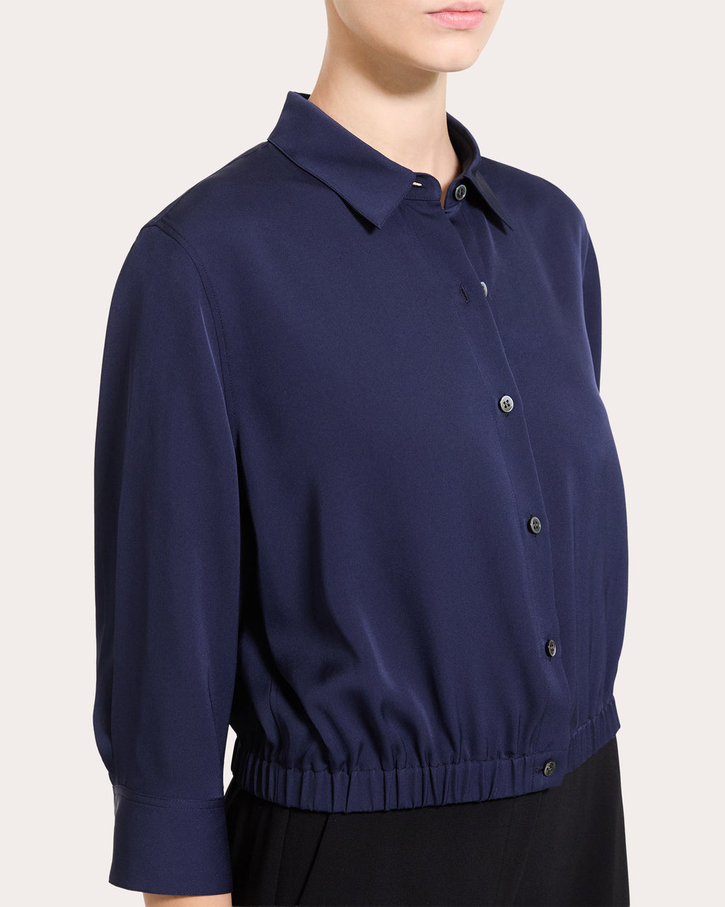 Silk Georgette Cinched Crop Shirt