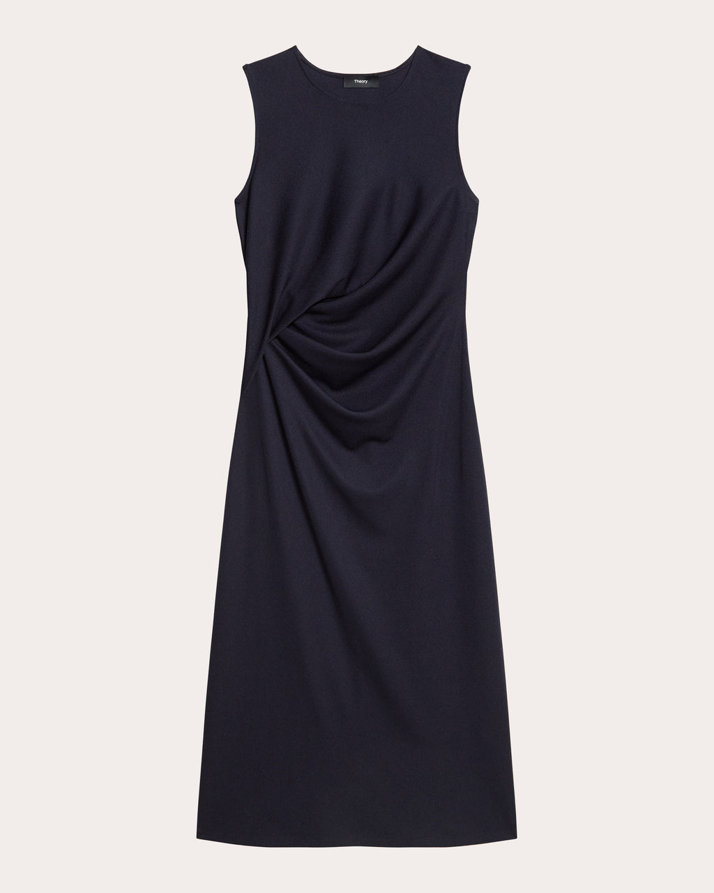 Draped Tuck Sleeveless Midi Dress