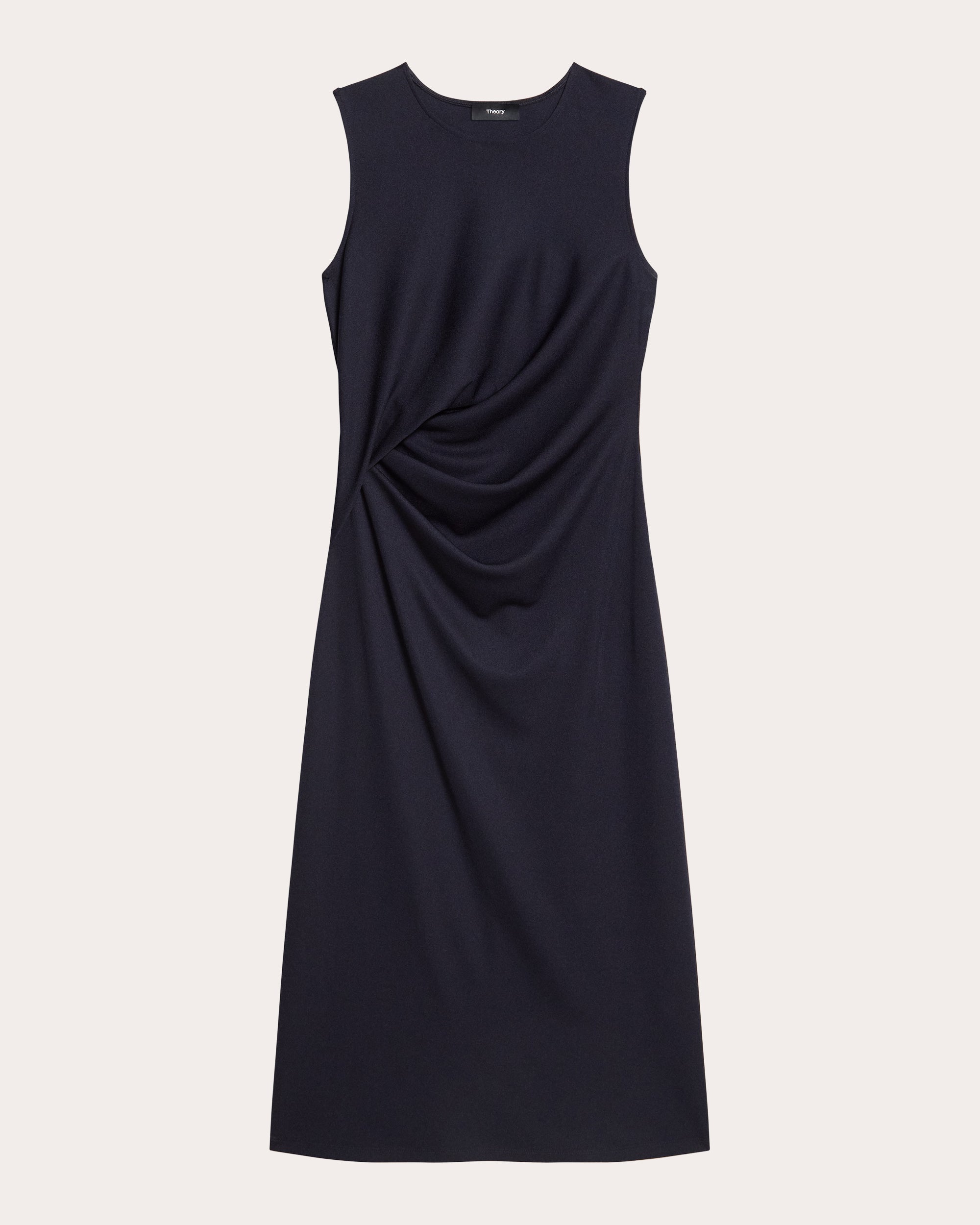 Draped Tuck Sleeveless Midi Dress