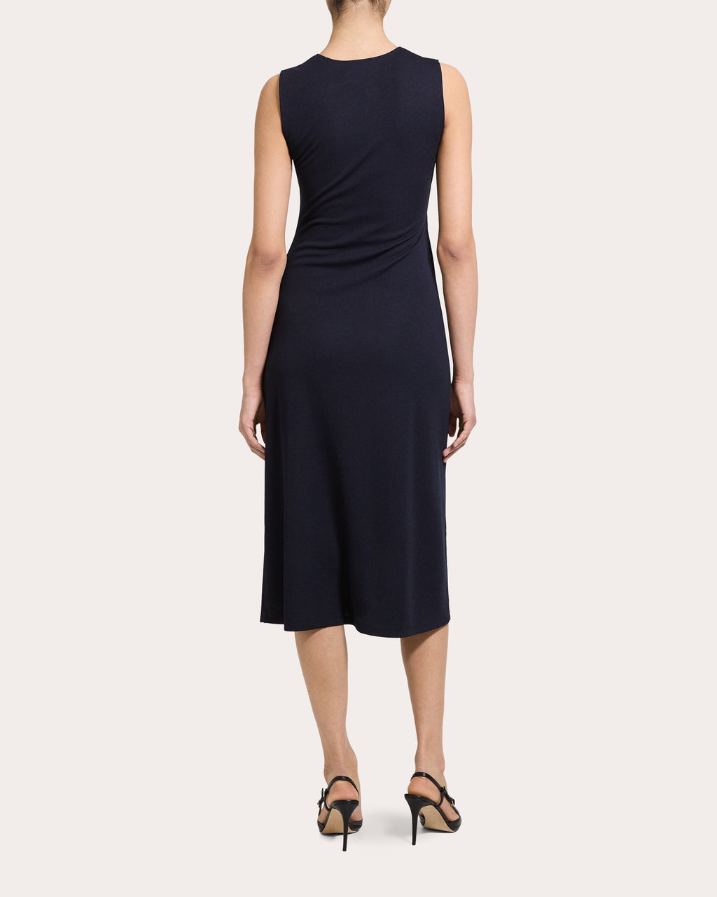 Draped Tuck Sleeveless Midi Dress
