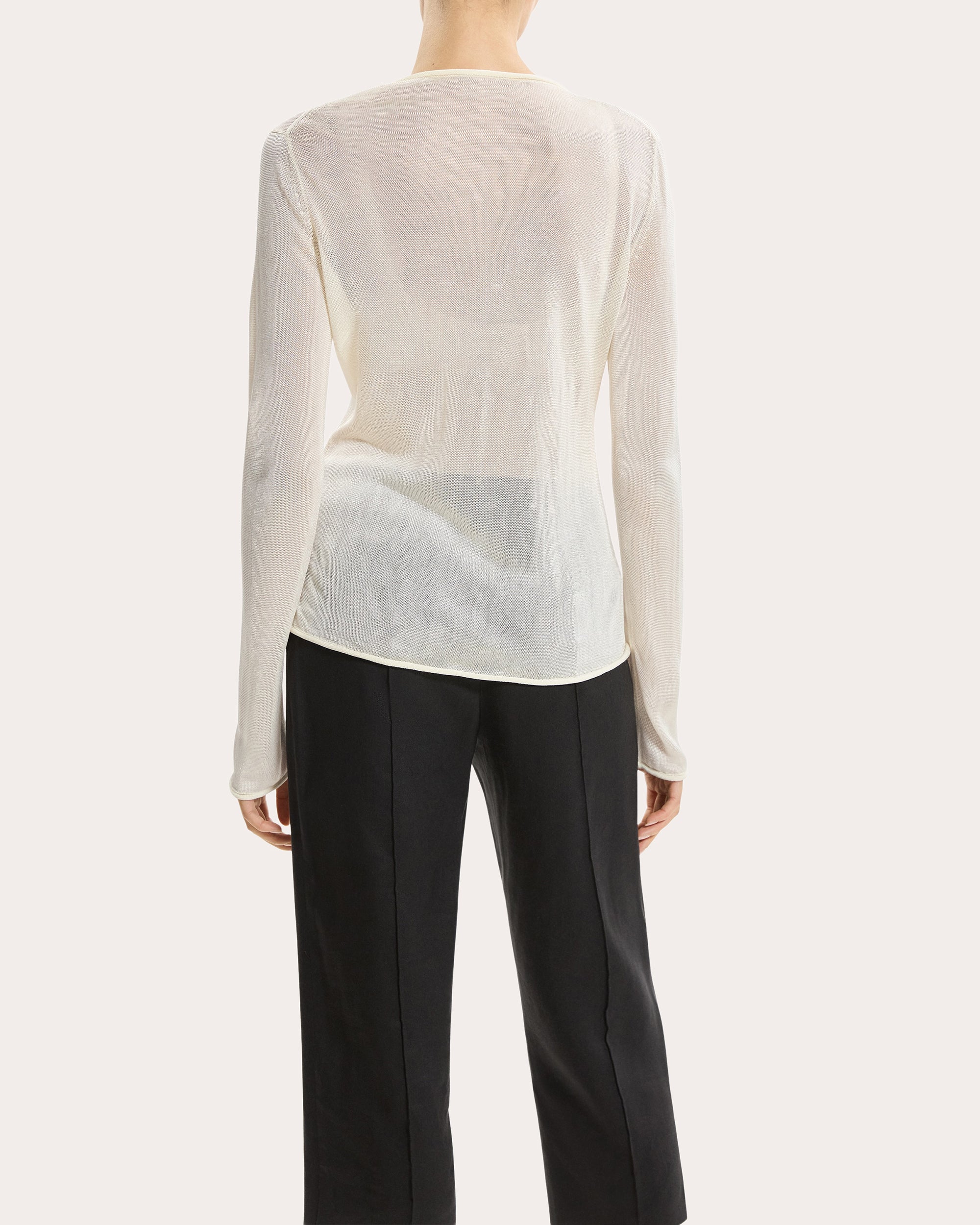 Sheer Lustrous Knit Rolled Cardigan