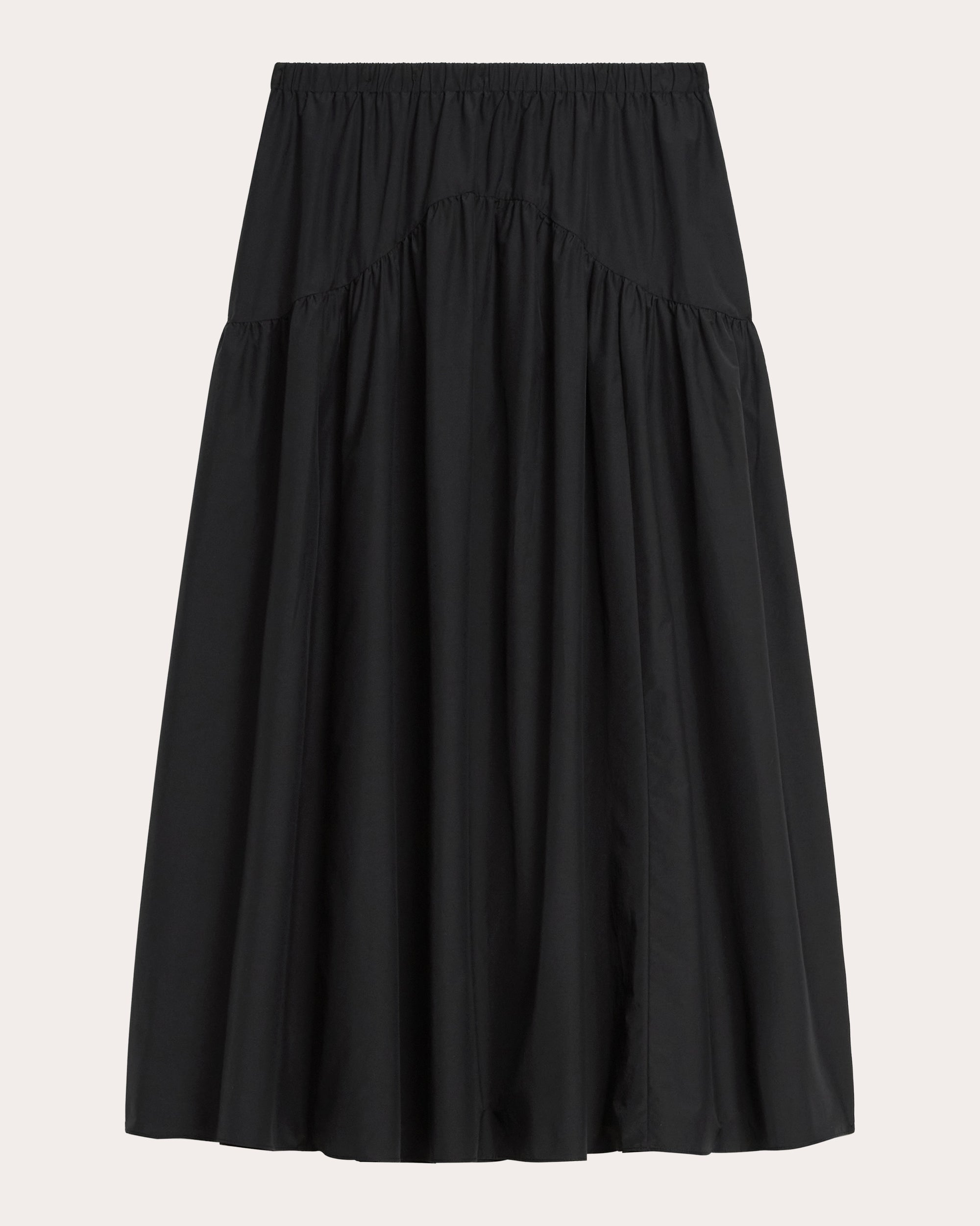 Gathered Yoke Circle Midi Skirt