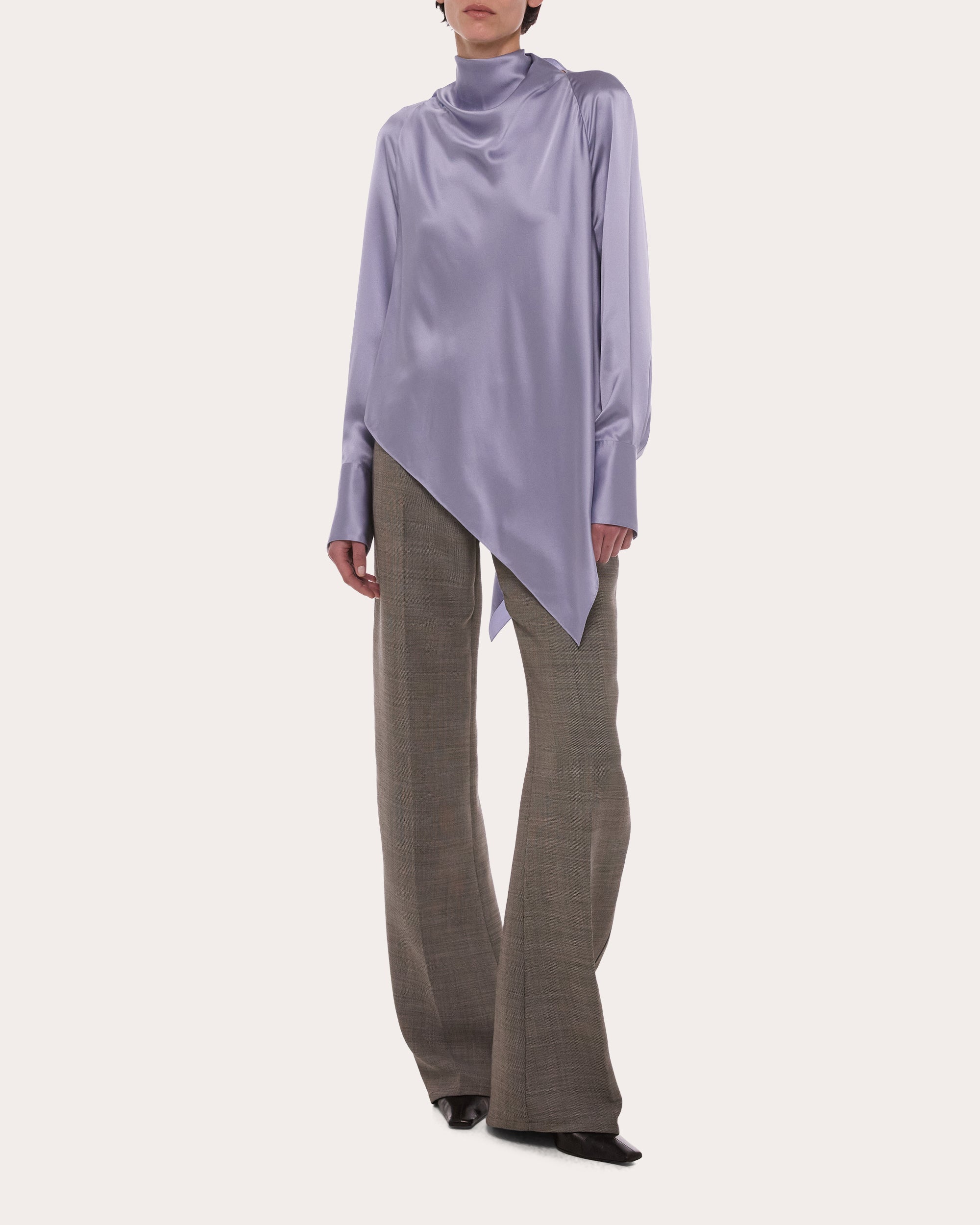 Silk Tie-Neck Handkerchief Top