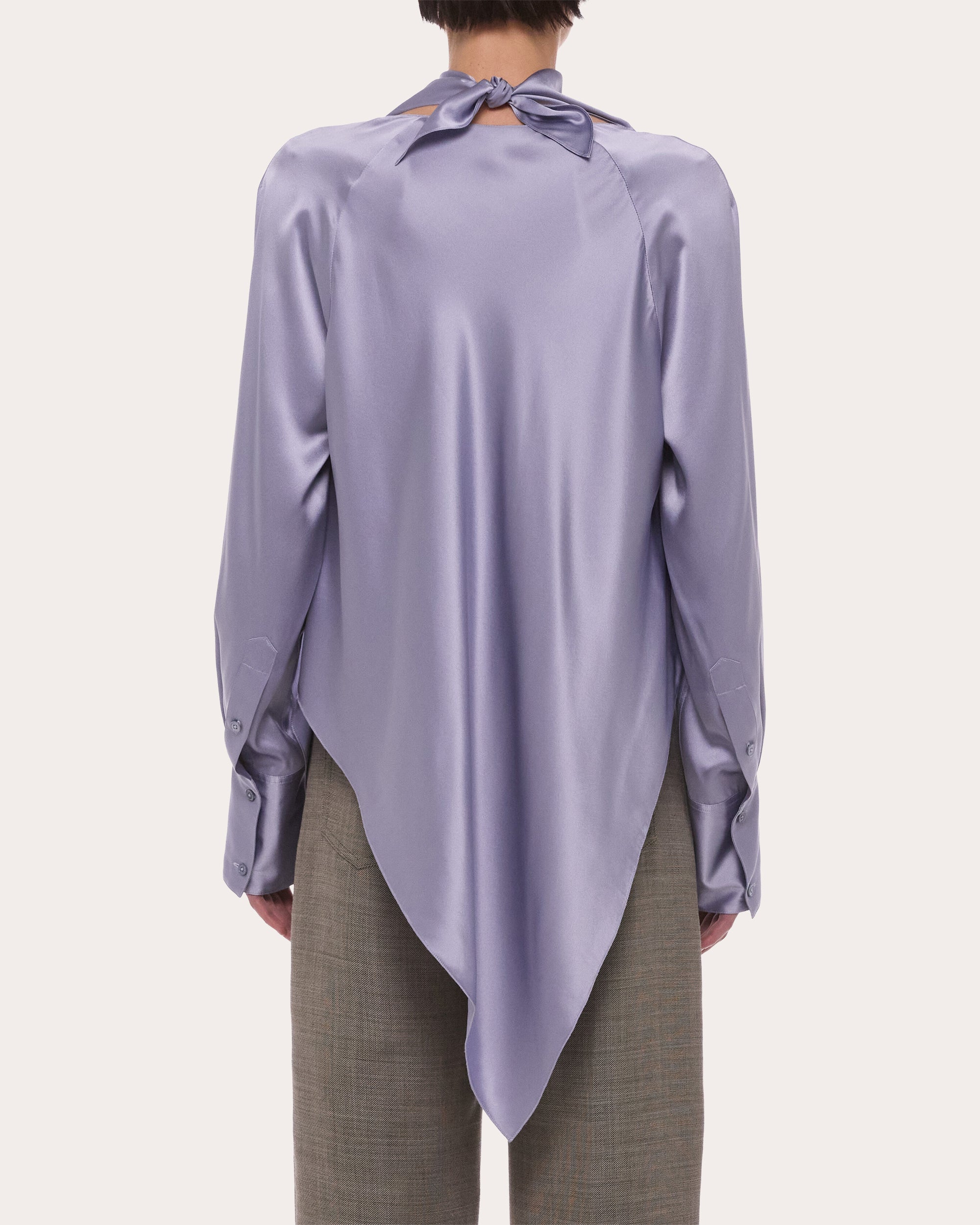 Silk Tie-Neck Handkerchief Top