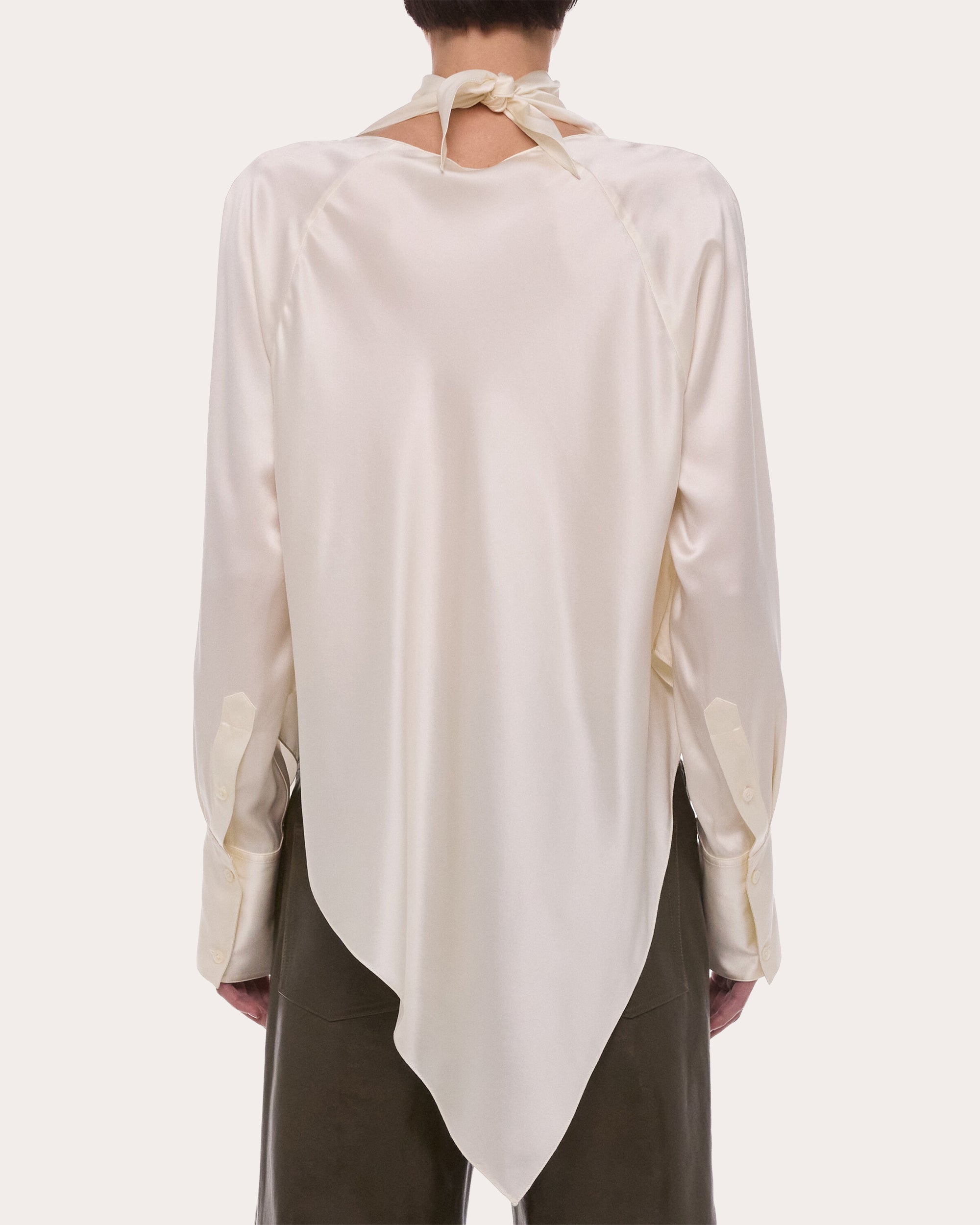 Silk Tie-Neck Handkerchief Top