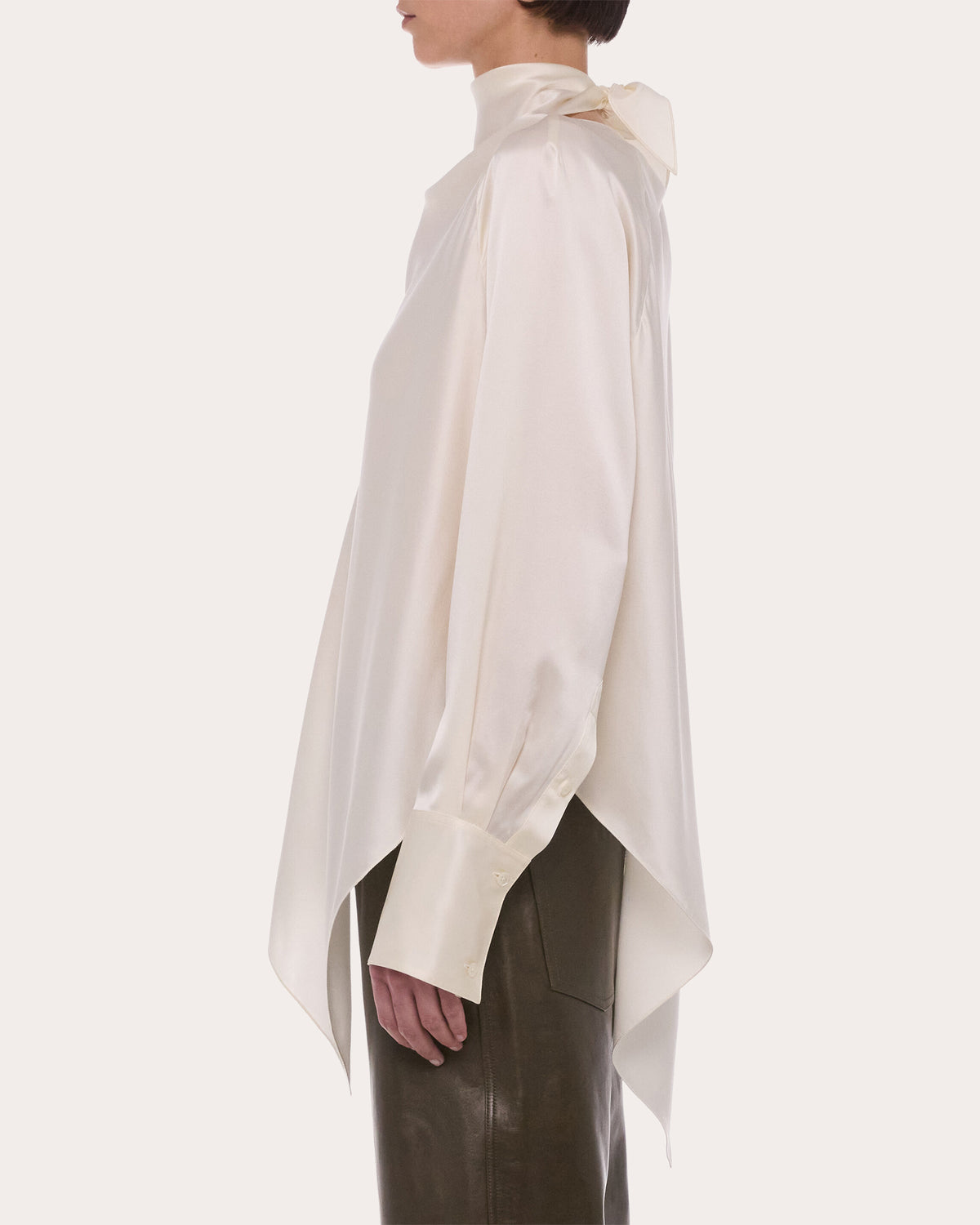 Silk Tie-Neck Handkerchief Top