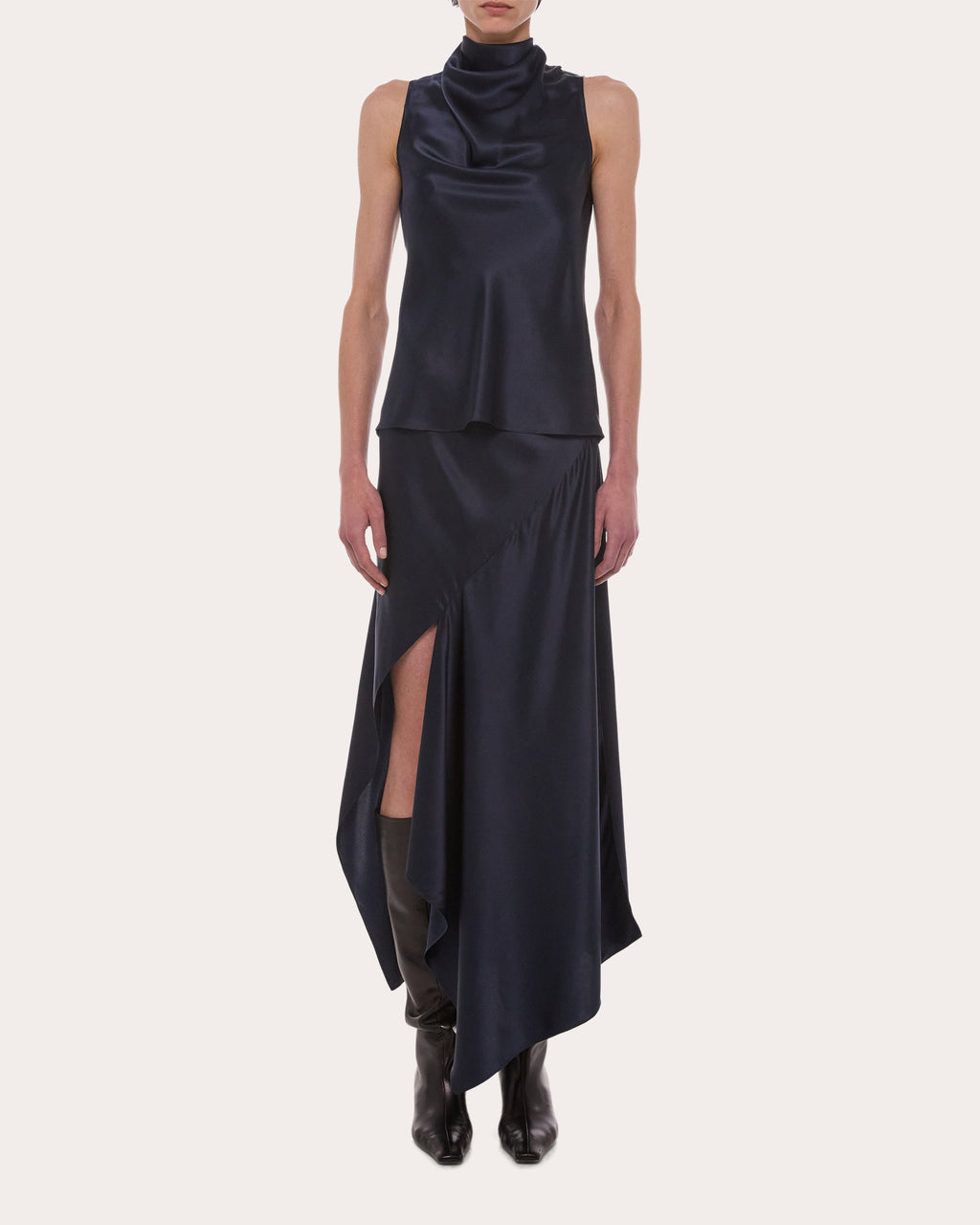 Silk Tie-Neck Sleeveless Top